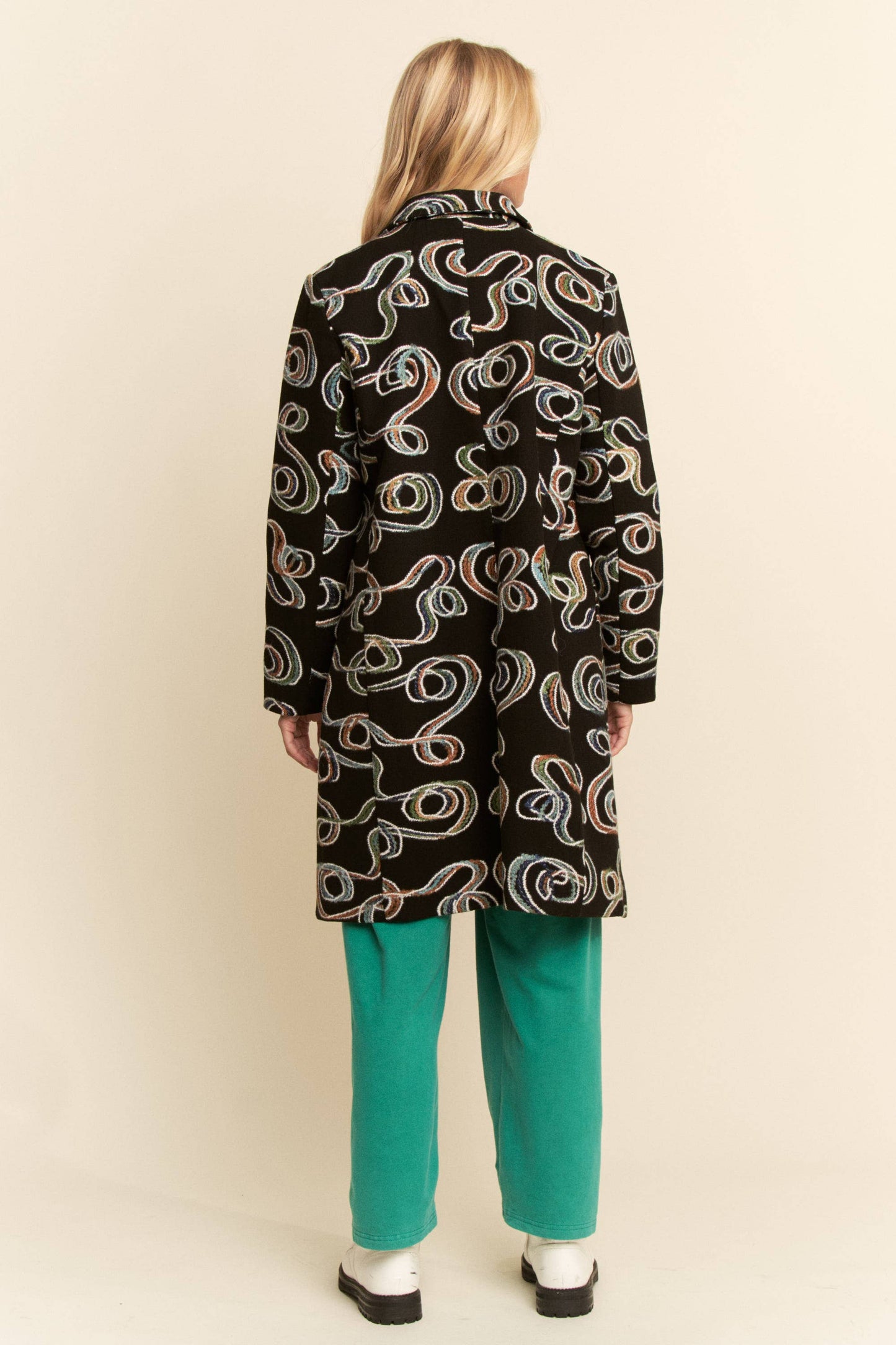 CHUNKY THREAD EMBROIDERED MIDI COAT