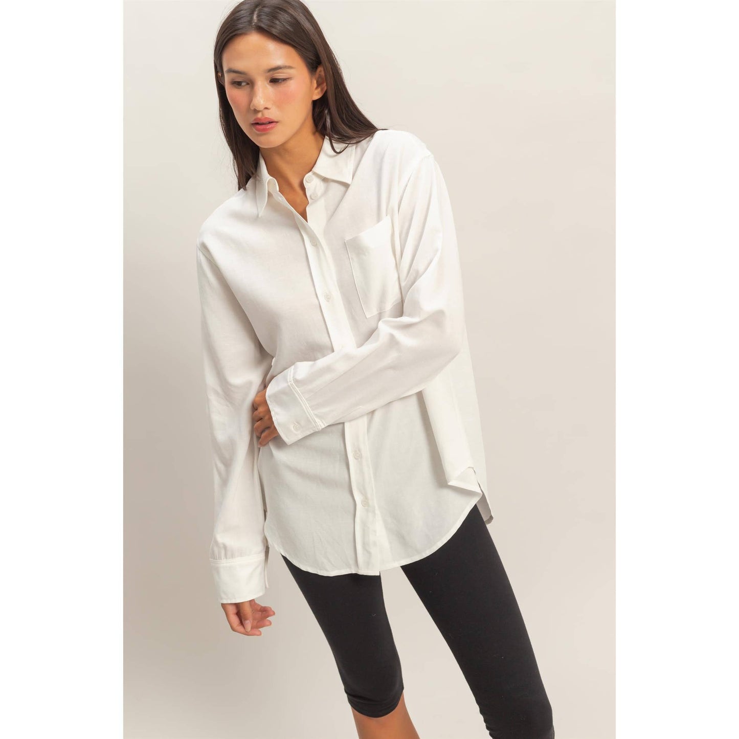 Linen Blend Button-Up Shirt