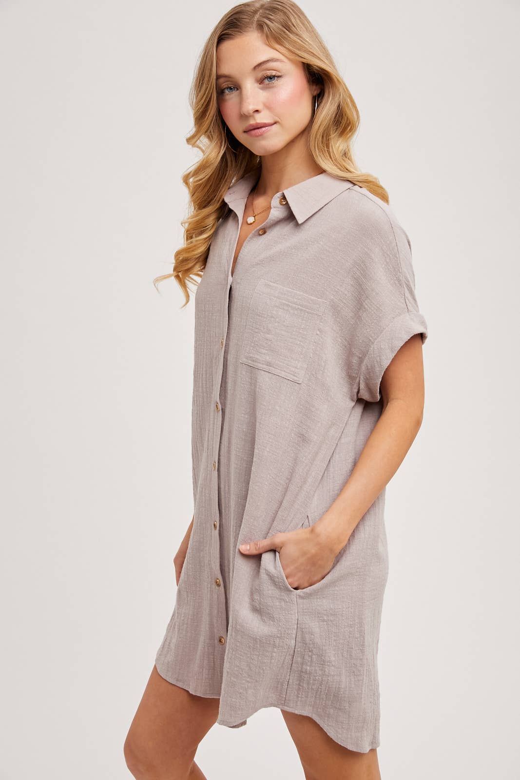 BUTTON UP SHIRT DRESS