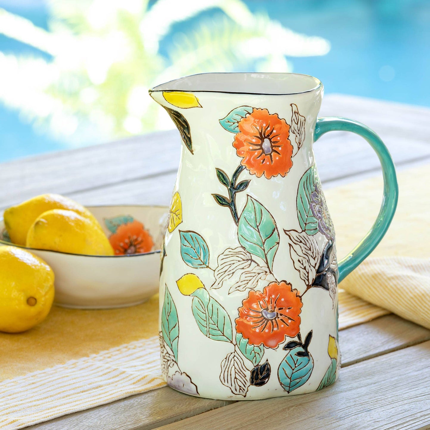 Poppy Garden Stoneware Pitcher