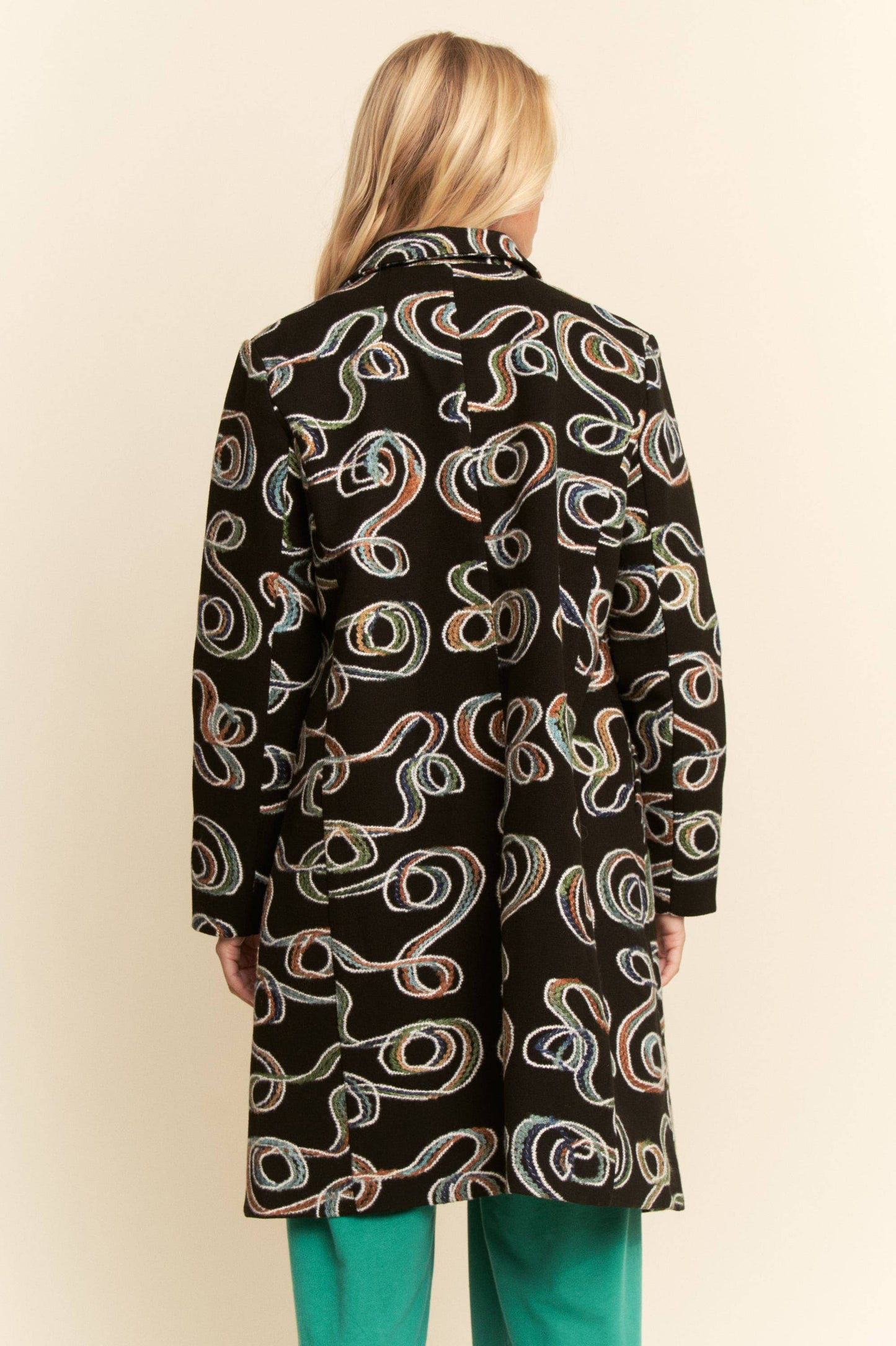 CHUNKY THREAD EMBROIDERED MIDI COAT