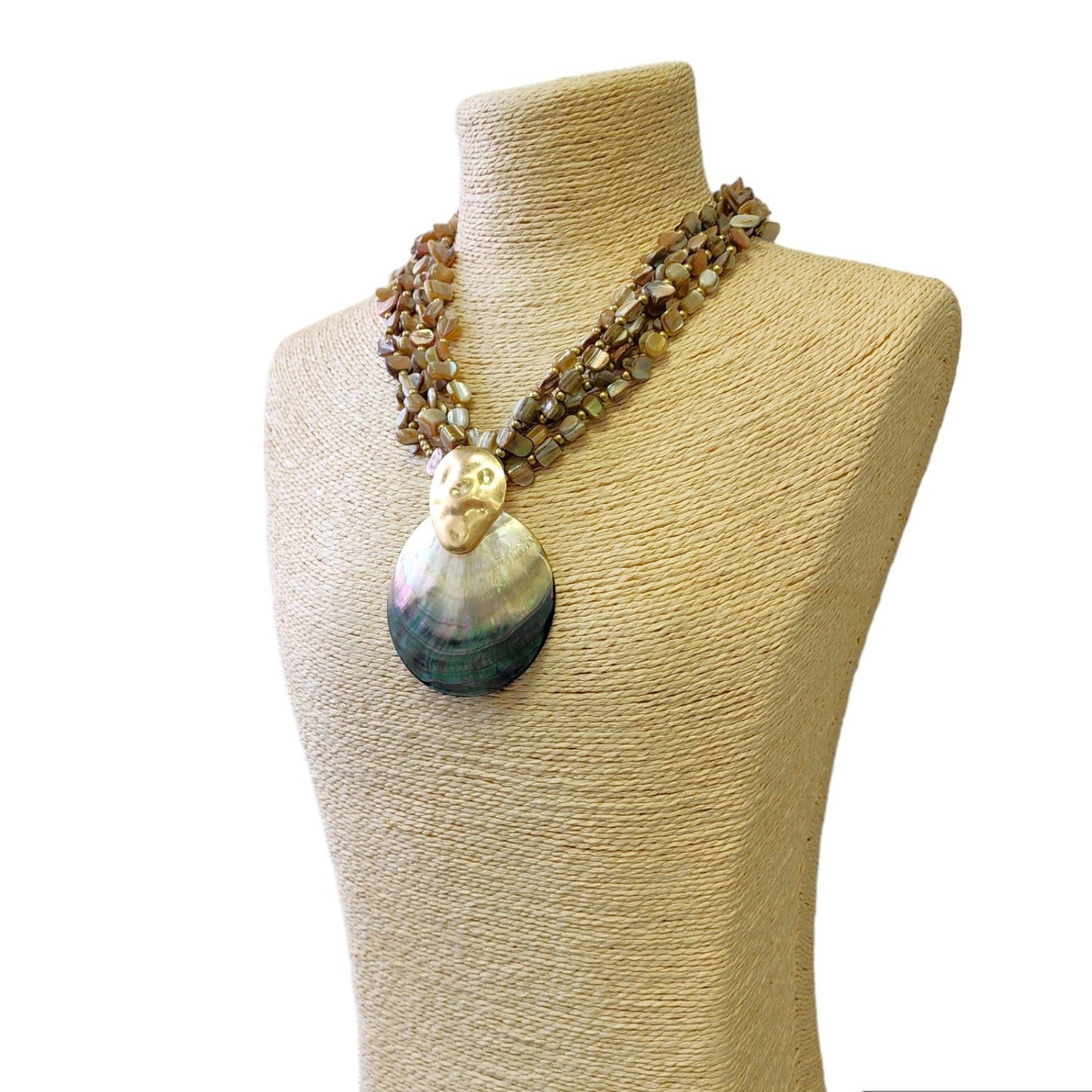 Abalone Chip Necklace w/ Mother of Pearl Seashell Pendant