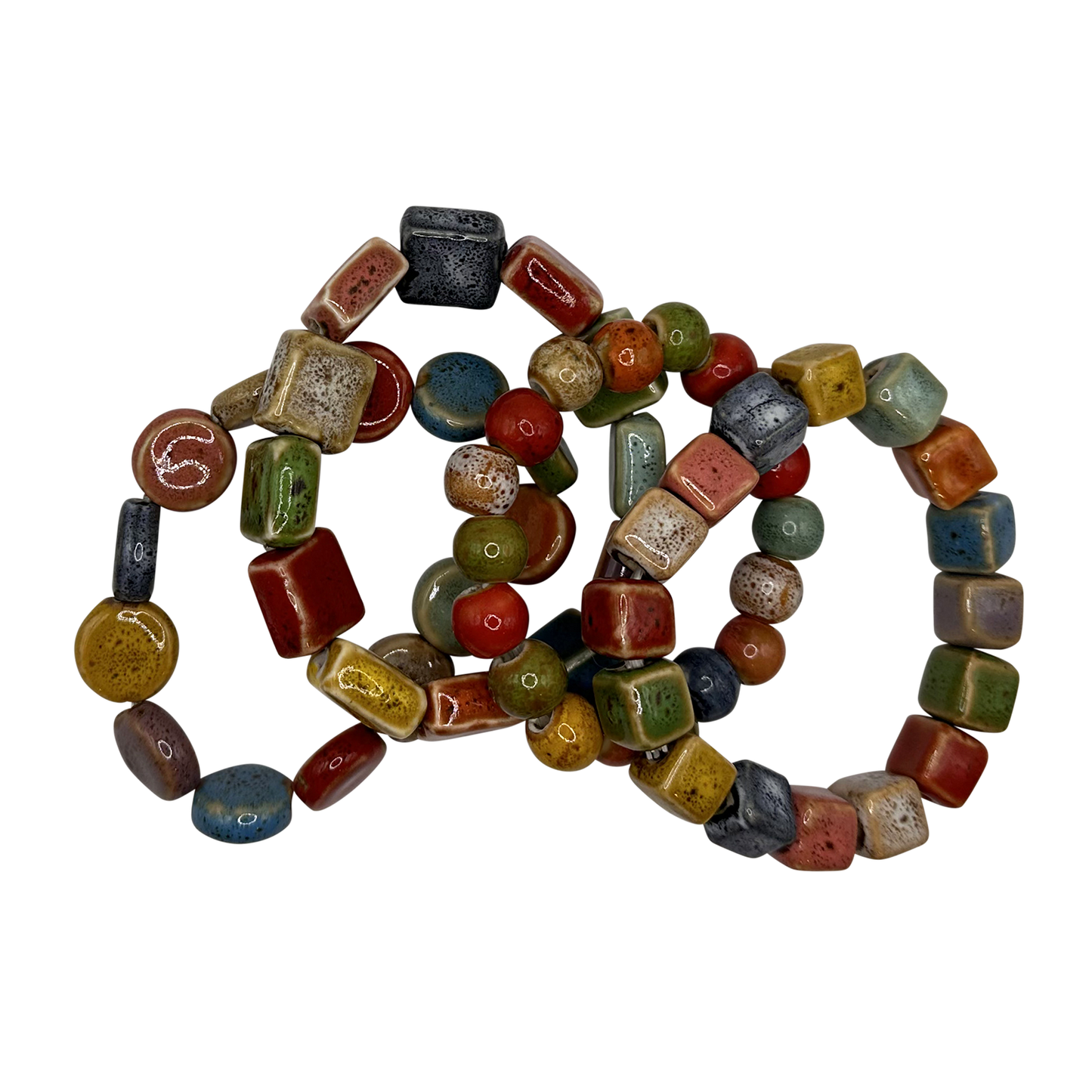 Multi-Color Clay Beaded Stretch Bracelets