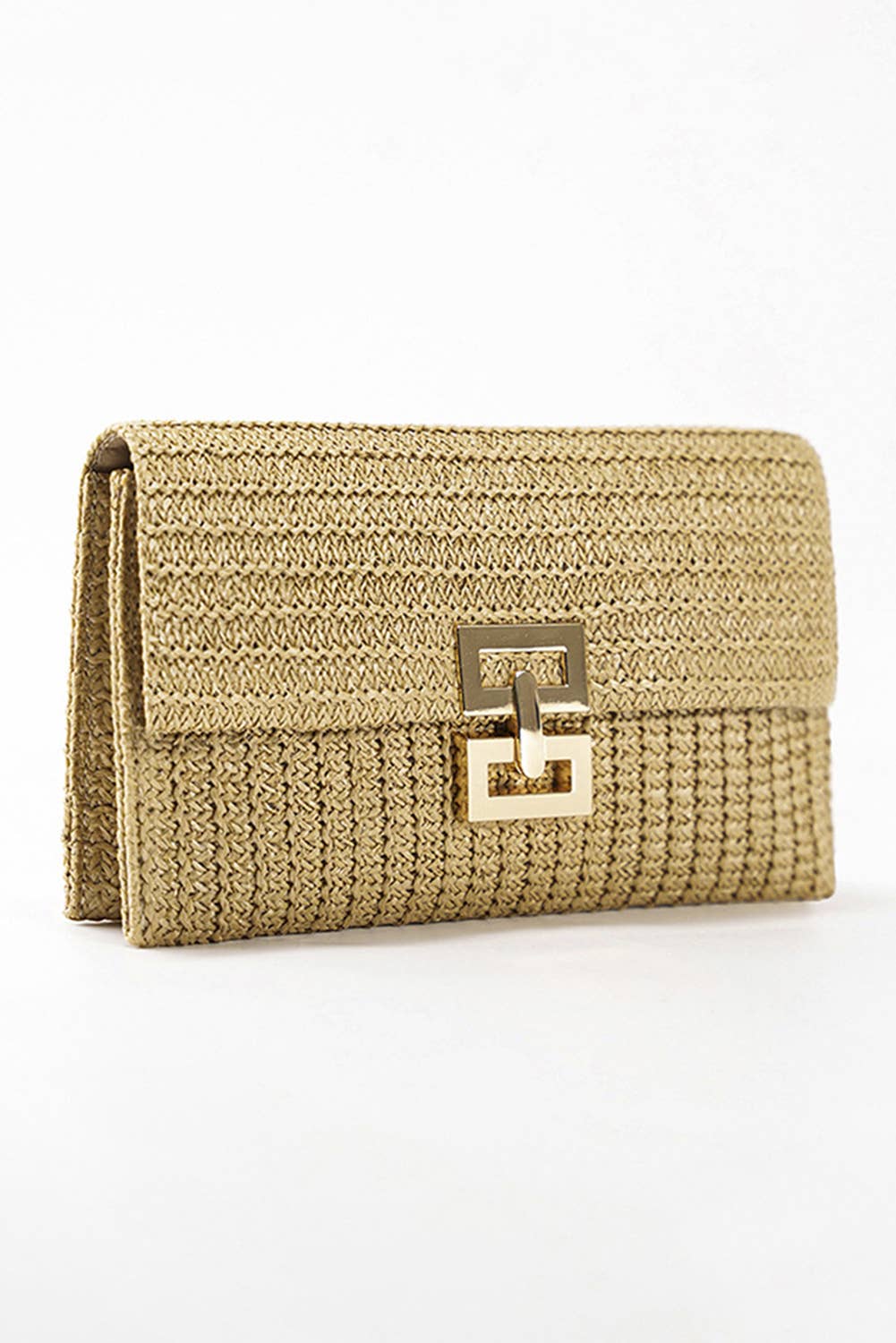 Woven Metal Clasp Flap Handbag