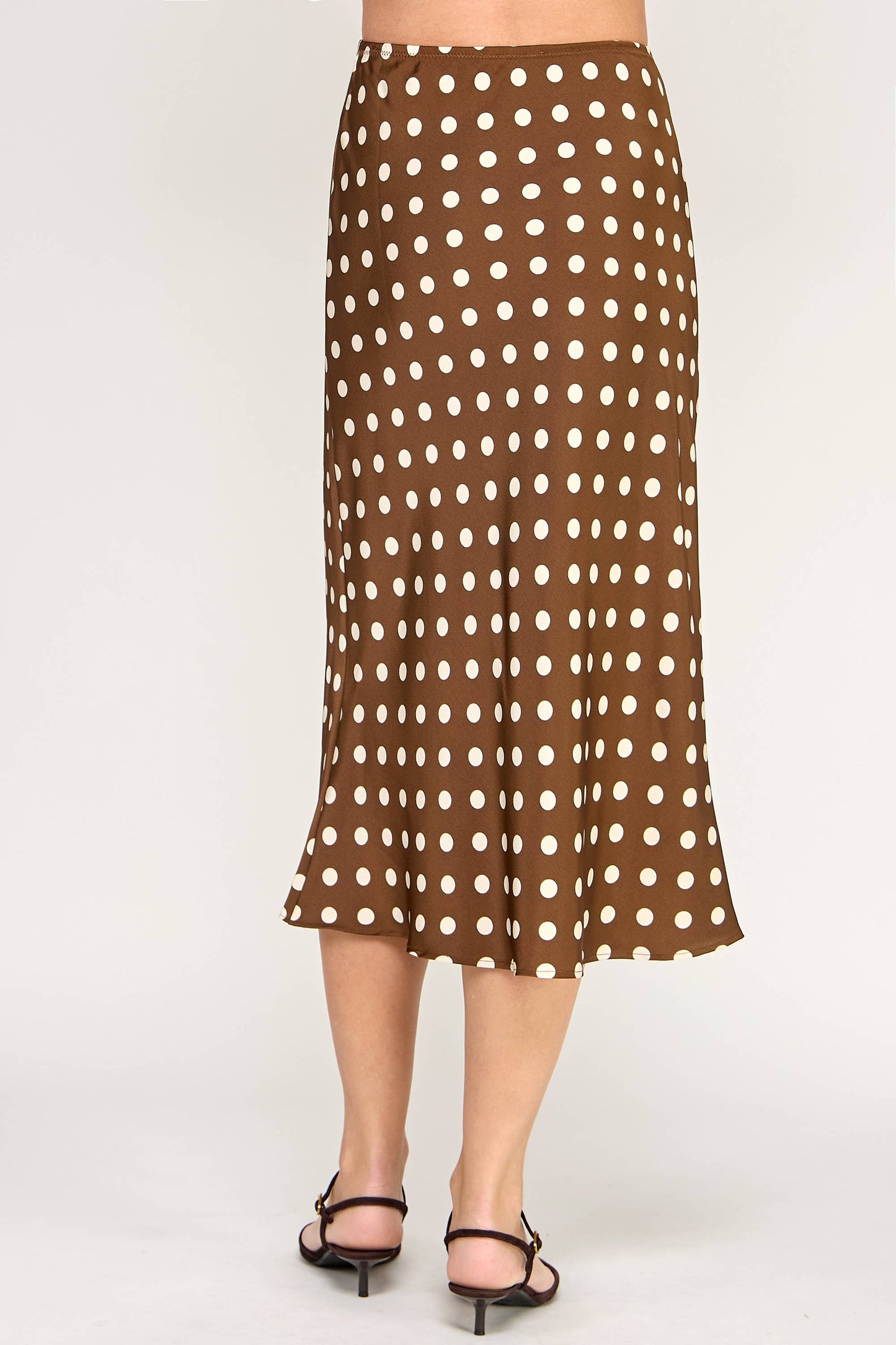 DOT MIDI SKIRT-COCOA CREAM