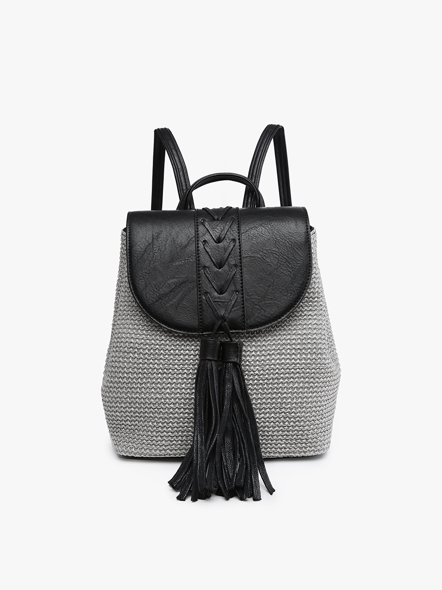 Eleanora Straw Backpack w/ Vegan Leather Detail