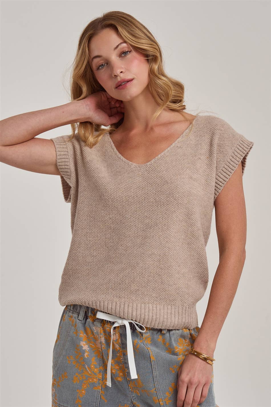 TEXTURED V NECK RELAXED FIT ESSENTIAL CASUAL DOLMAN SWEATER