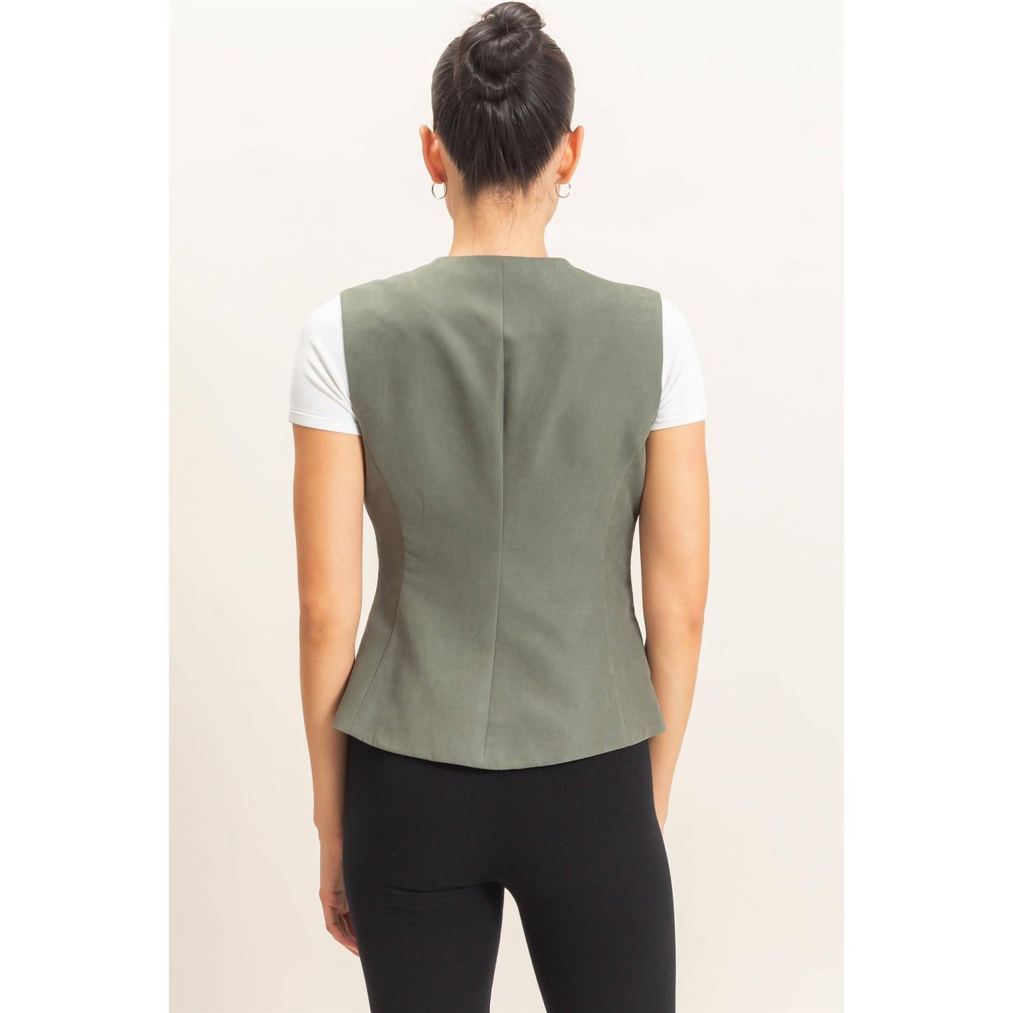 Buttoned Sleeveless Utility Vest