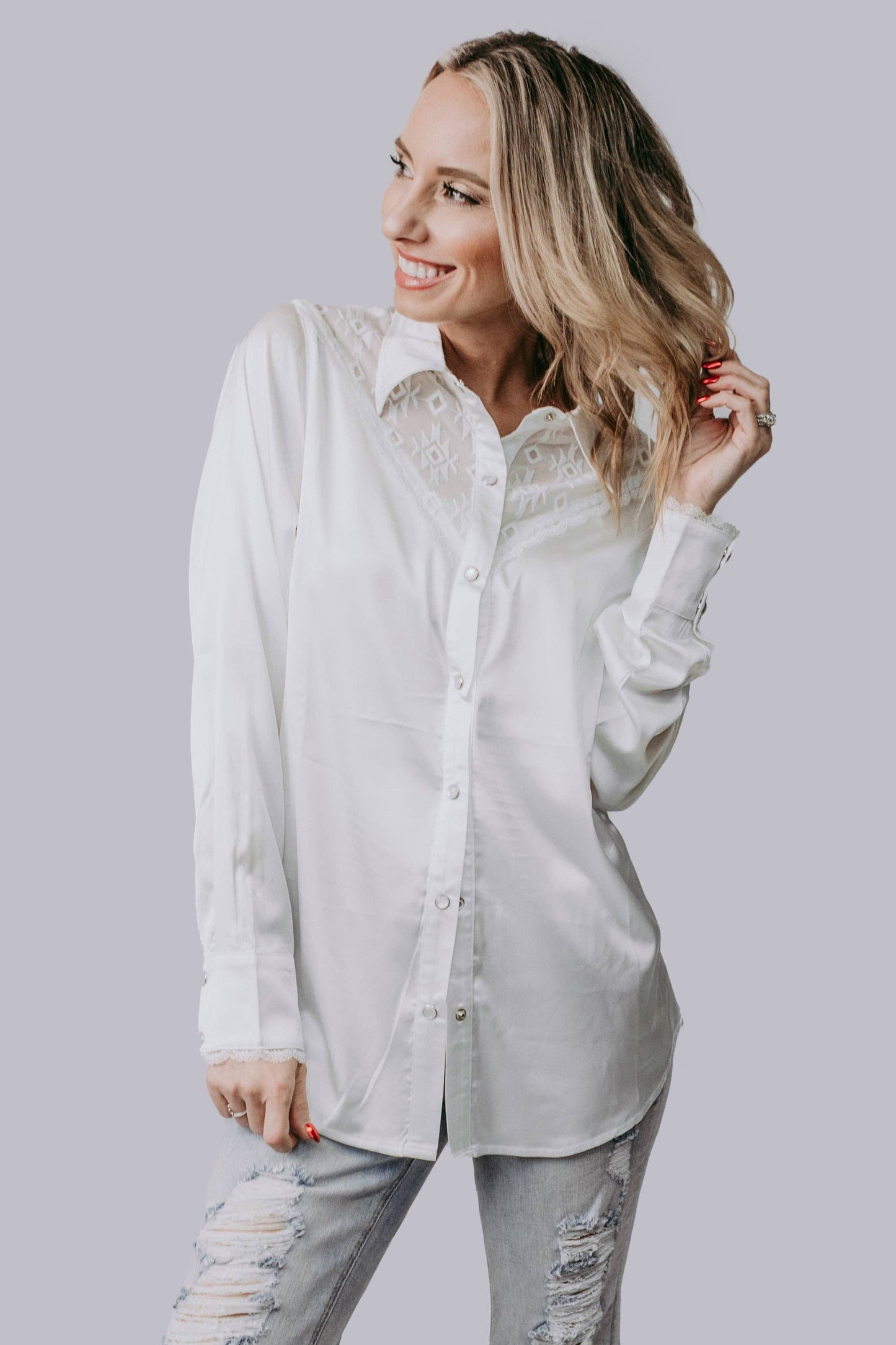 Aztec Lace Button Up shirt