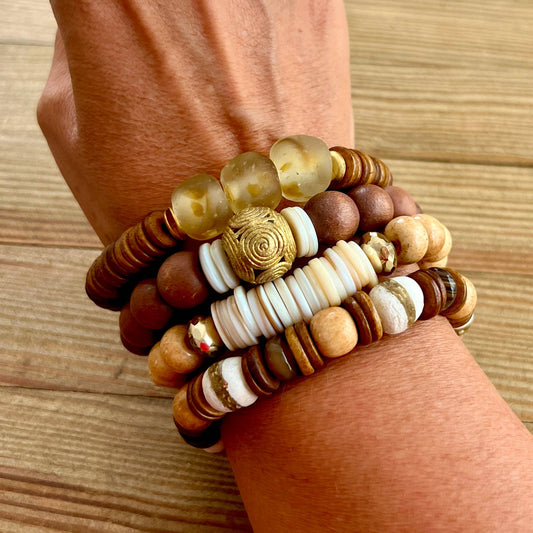 Boots and Bourbon- boho stretch bracelet set