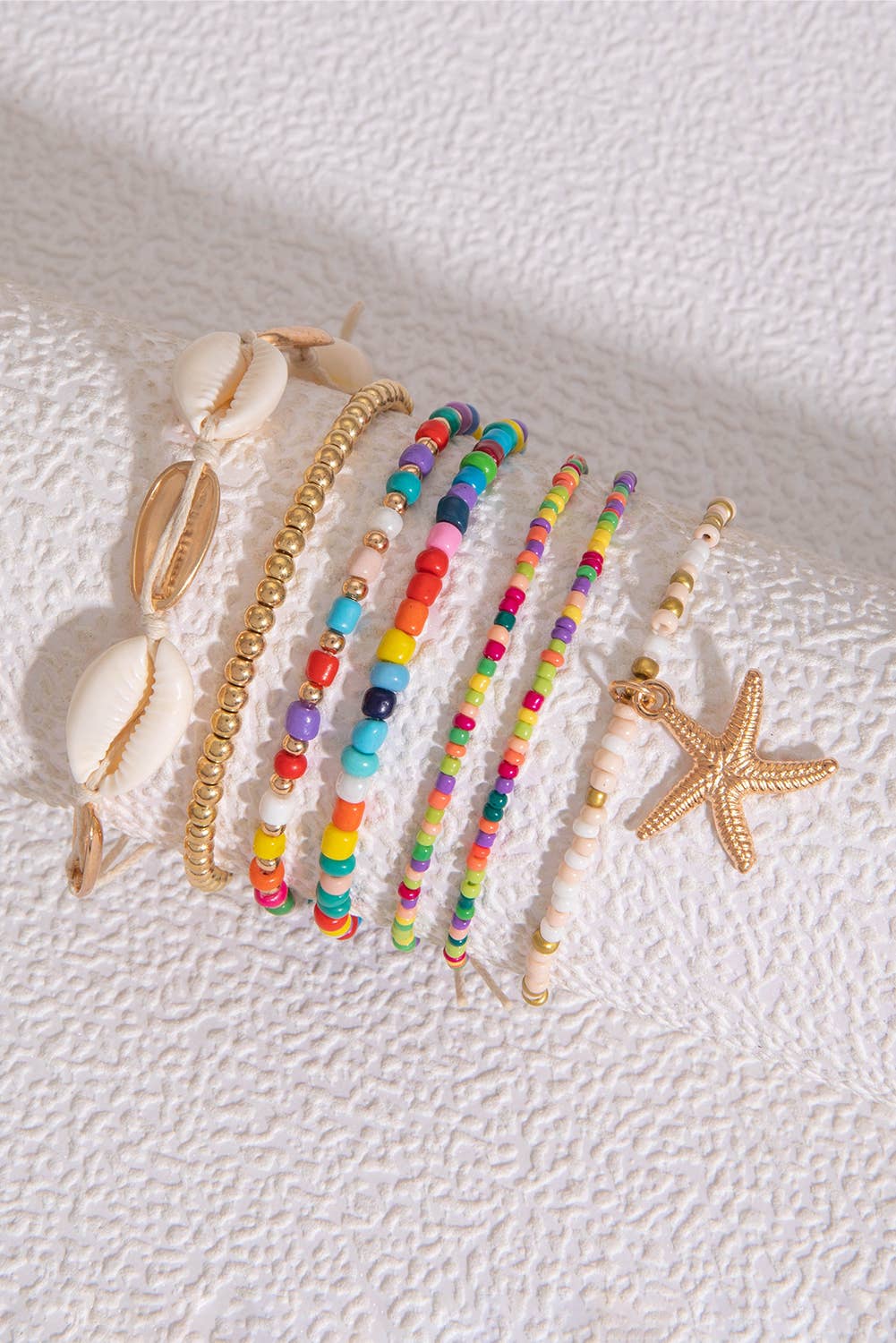 Starfish Seashell Beaded Bracelet Set