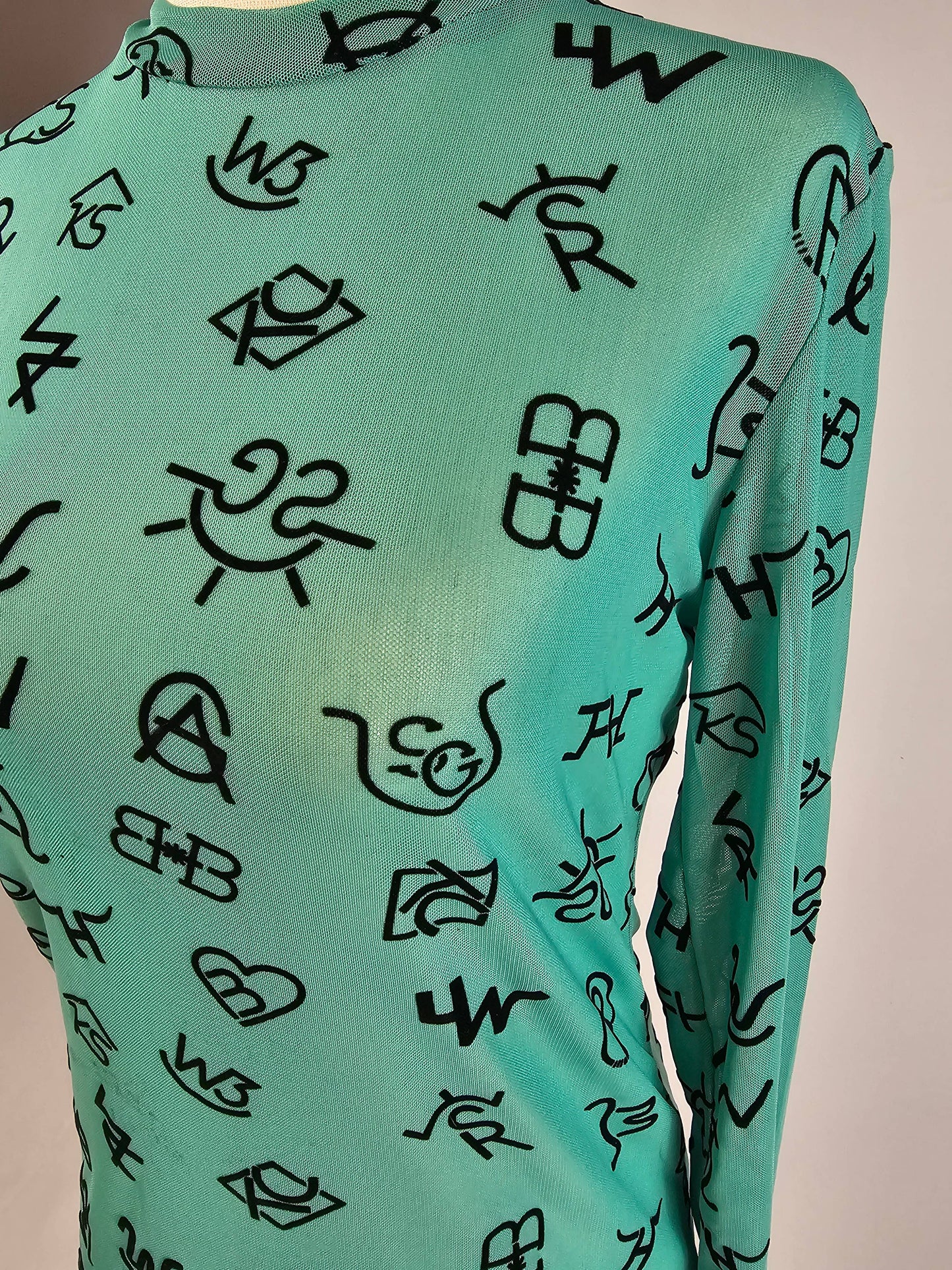 Branded 3D Print Mesh Top - Turquoise