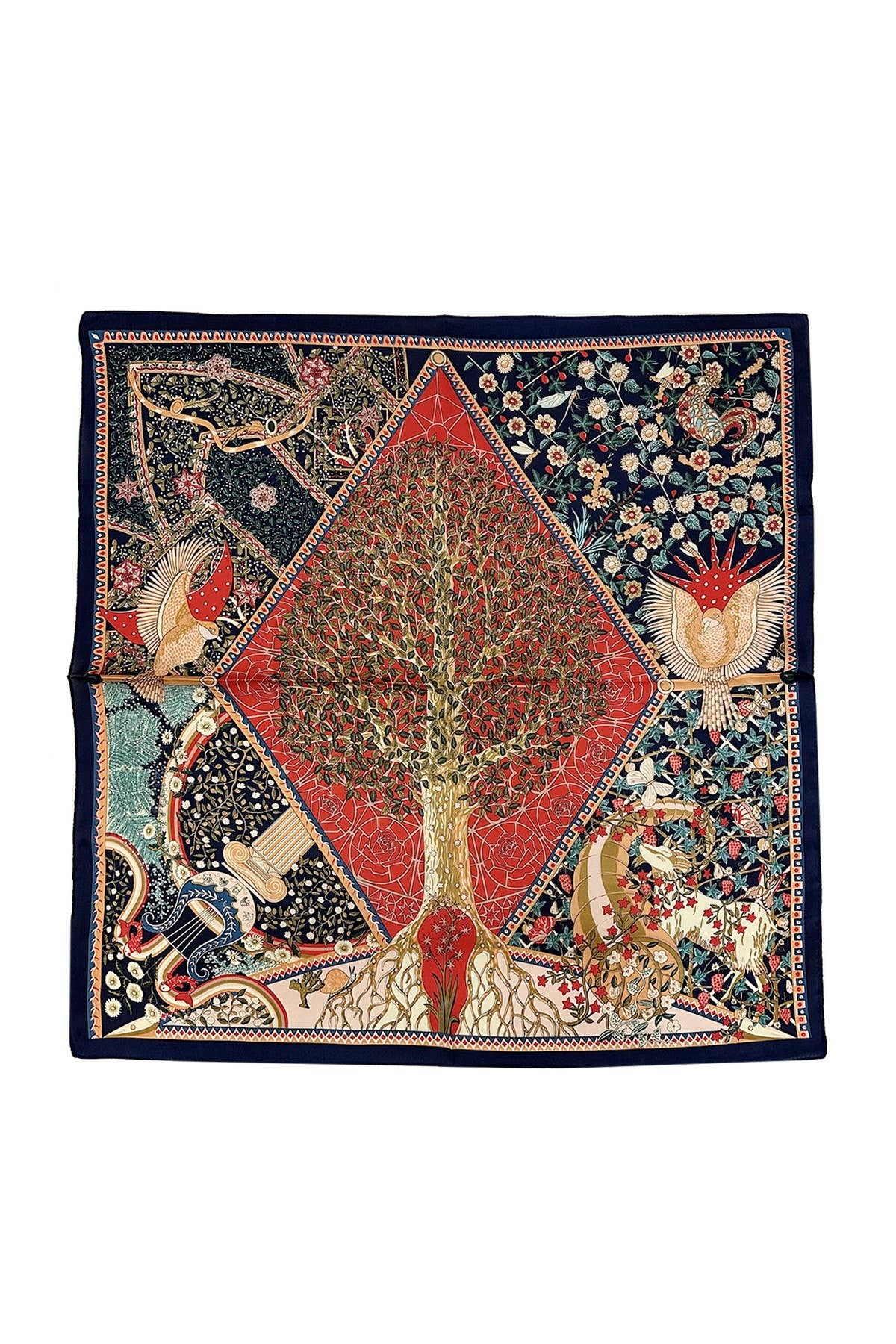 Tree And Bird Print Bandana Scarf