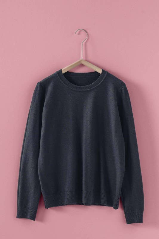 Soft Viscose Blend Crewneck Knit Pullover
