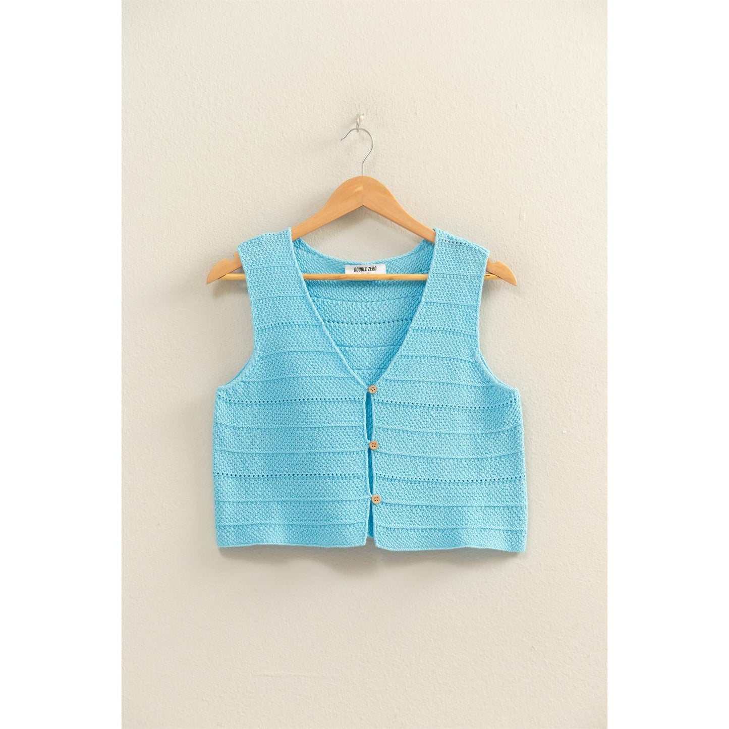 V-Neck Textured Sleeveless Knit Vest