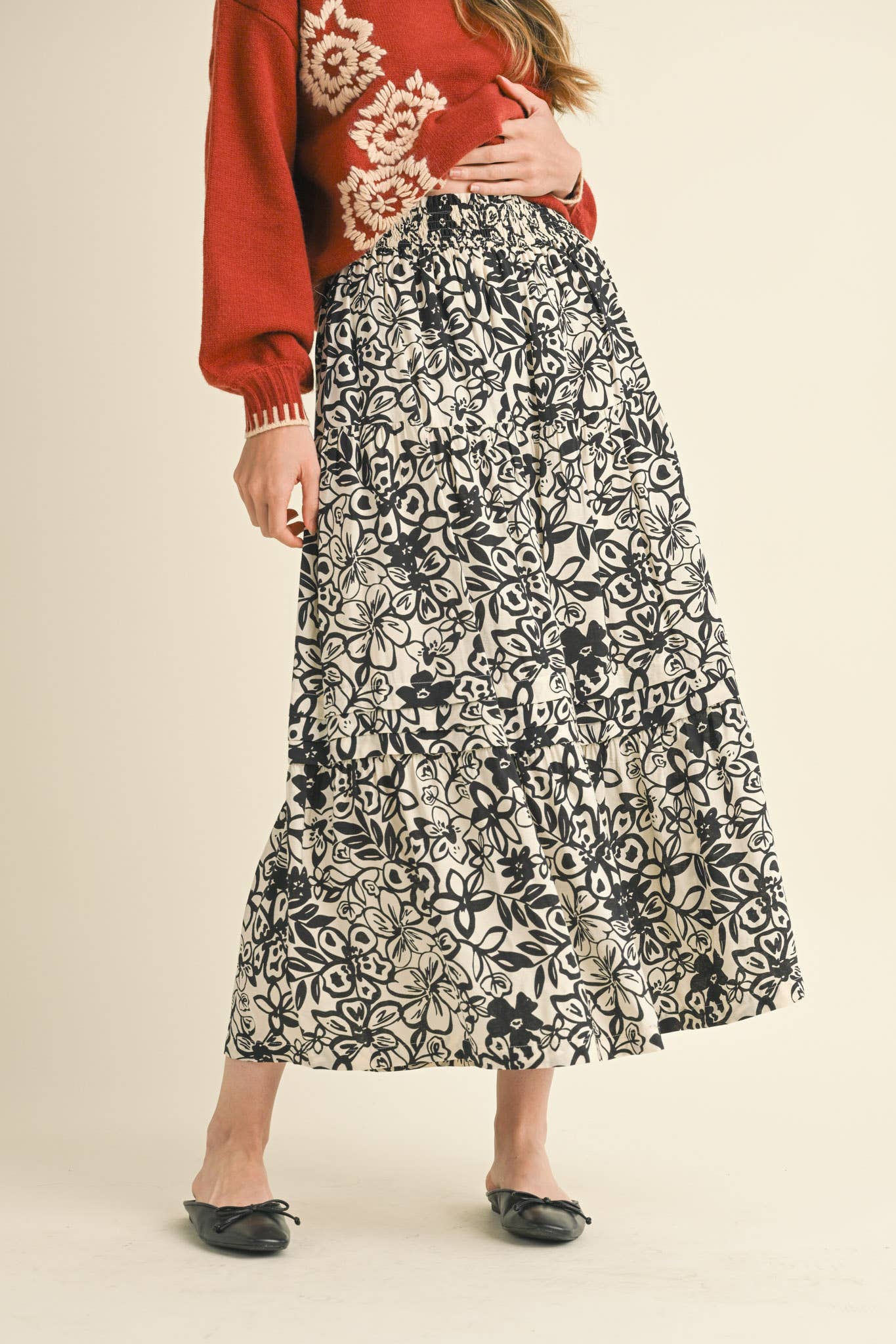FLORAL PRINT  MIDI SKIRT
