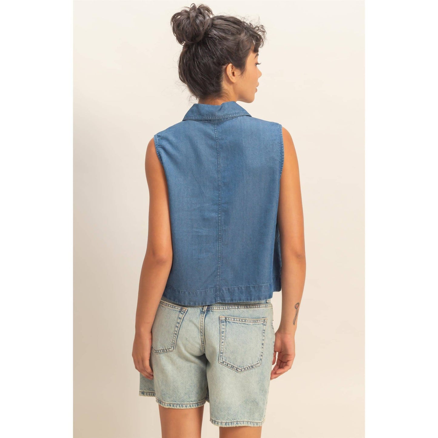 Sleeveless Button-Up Top