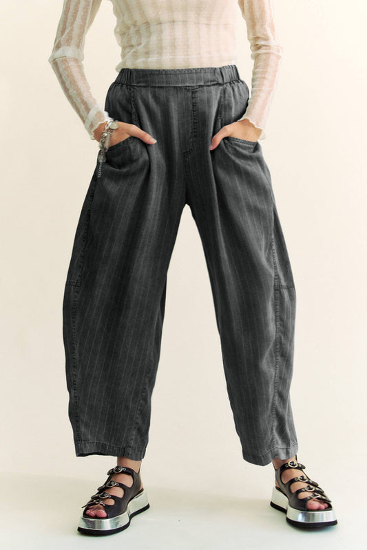 HIGH WAIST TENCEL DENIM BARREL PANTS