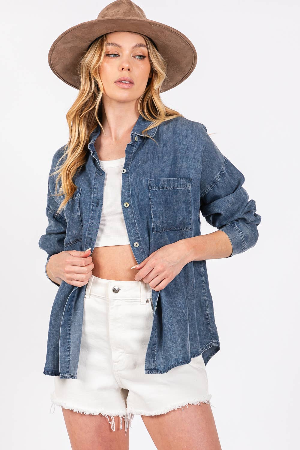 TENCEL DENIM BUTTON DOWN