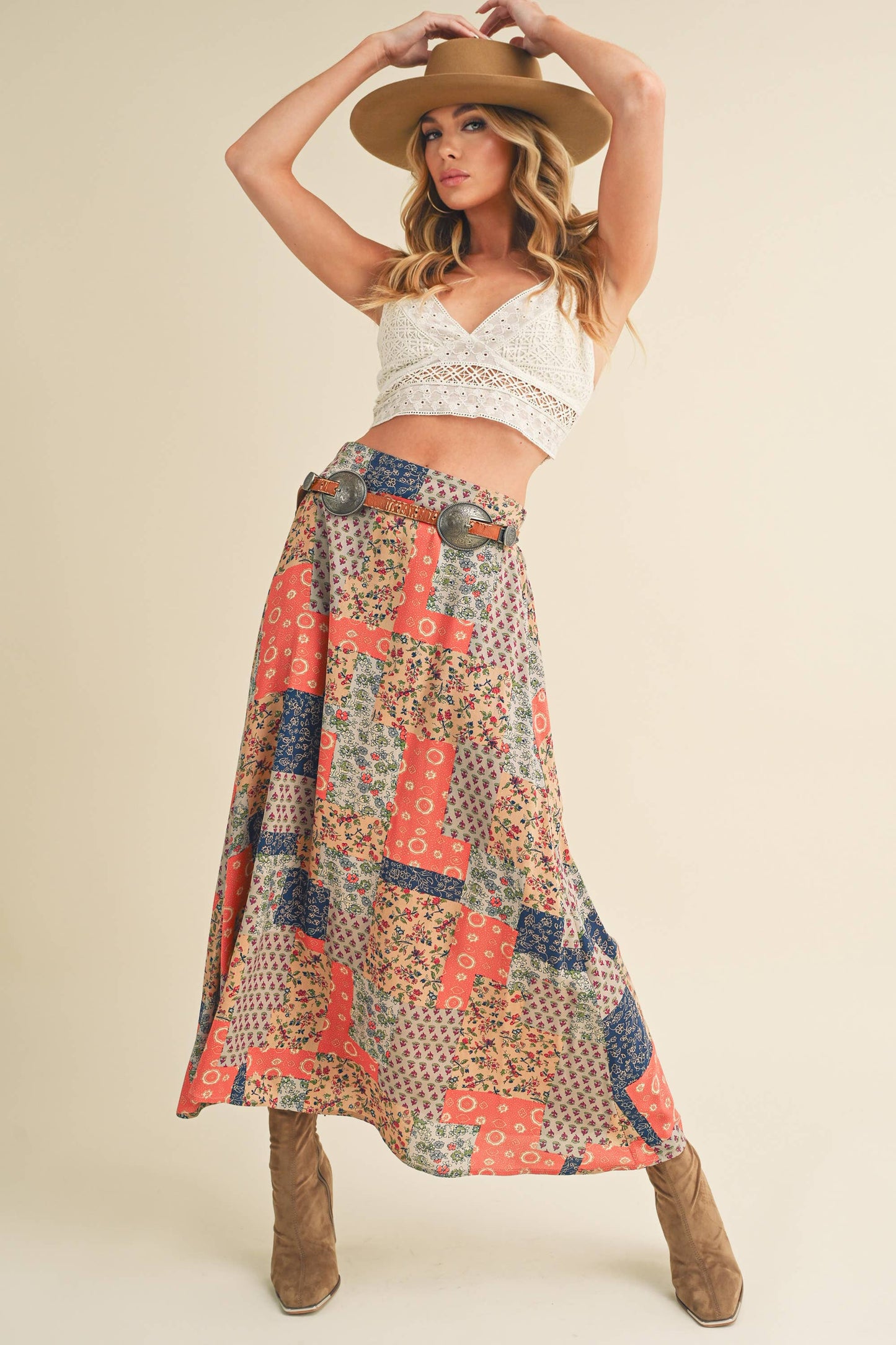 Patchwork Print Skirt