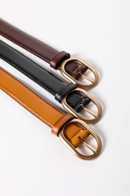 Matte Rosegold Oval Buckle Hip Belt