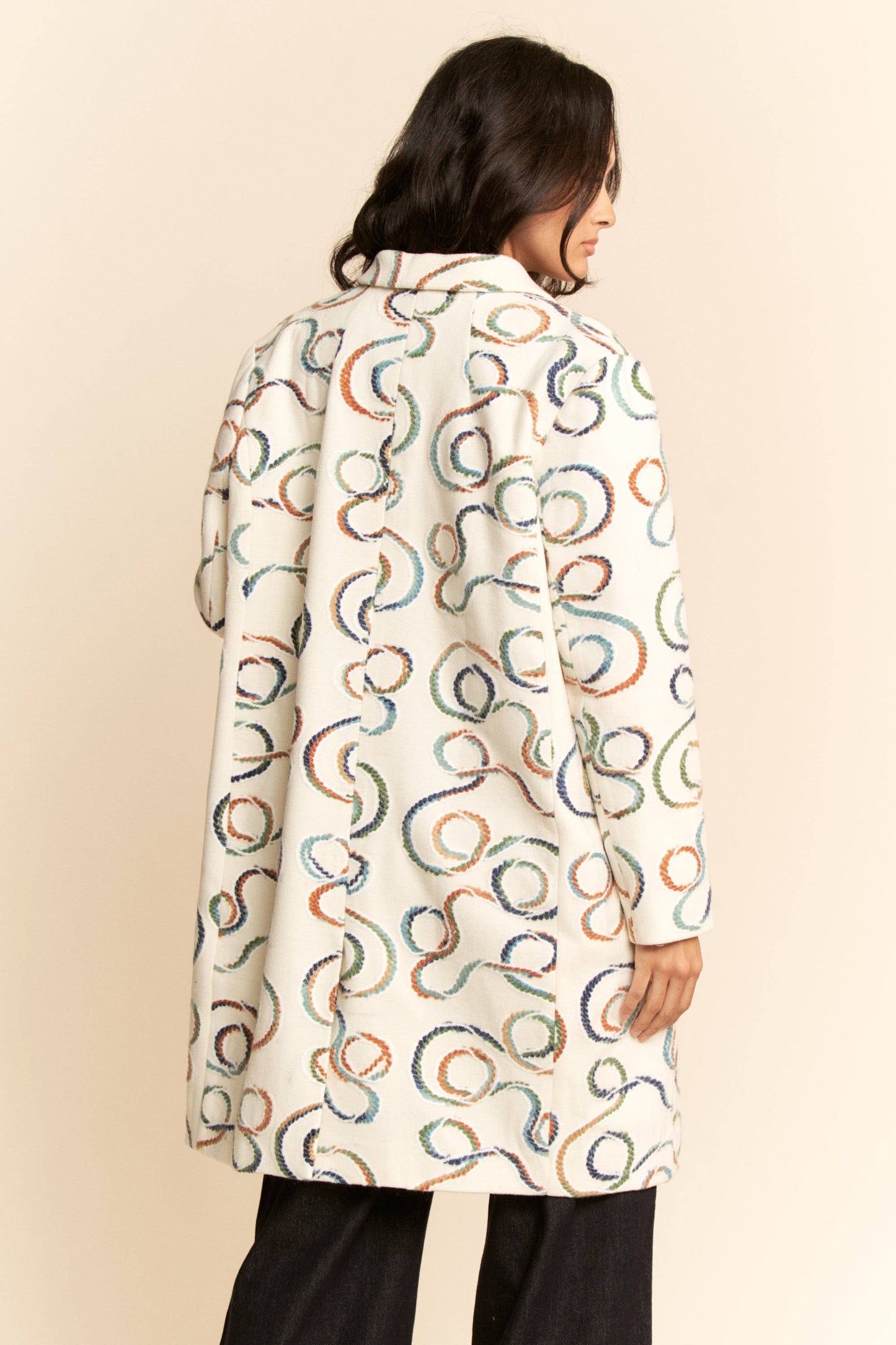 CHUNKY THREAD EMBROIDERED MIDI COAT