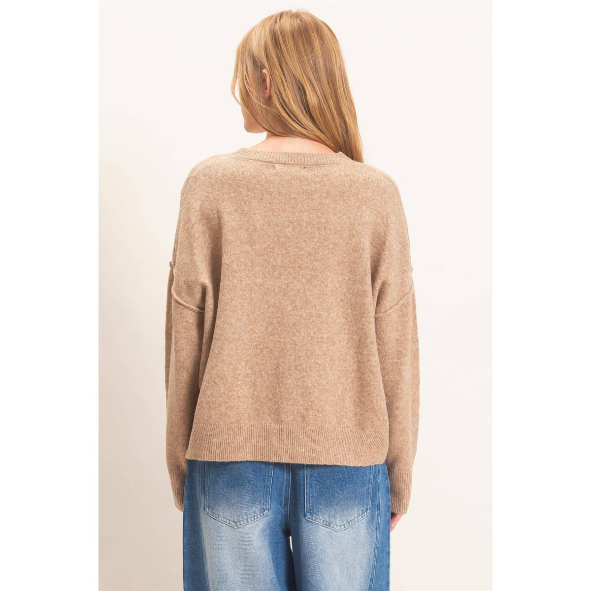 Crew Neck Sweater With Ribbed Hem