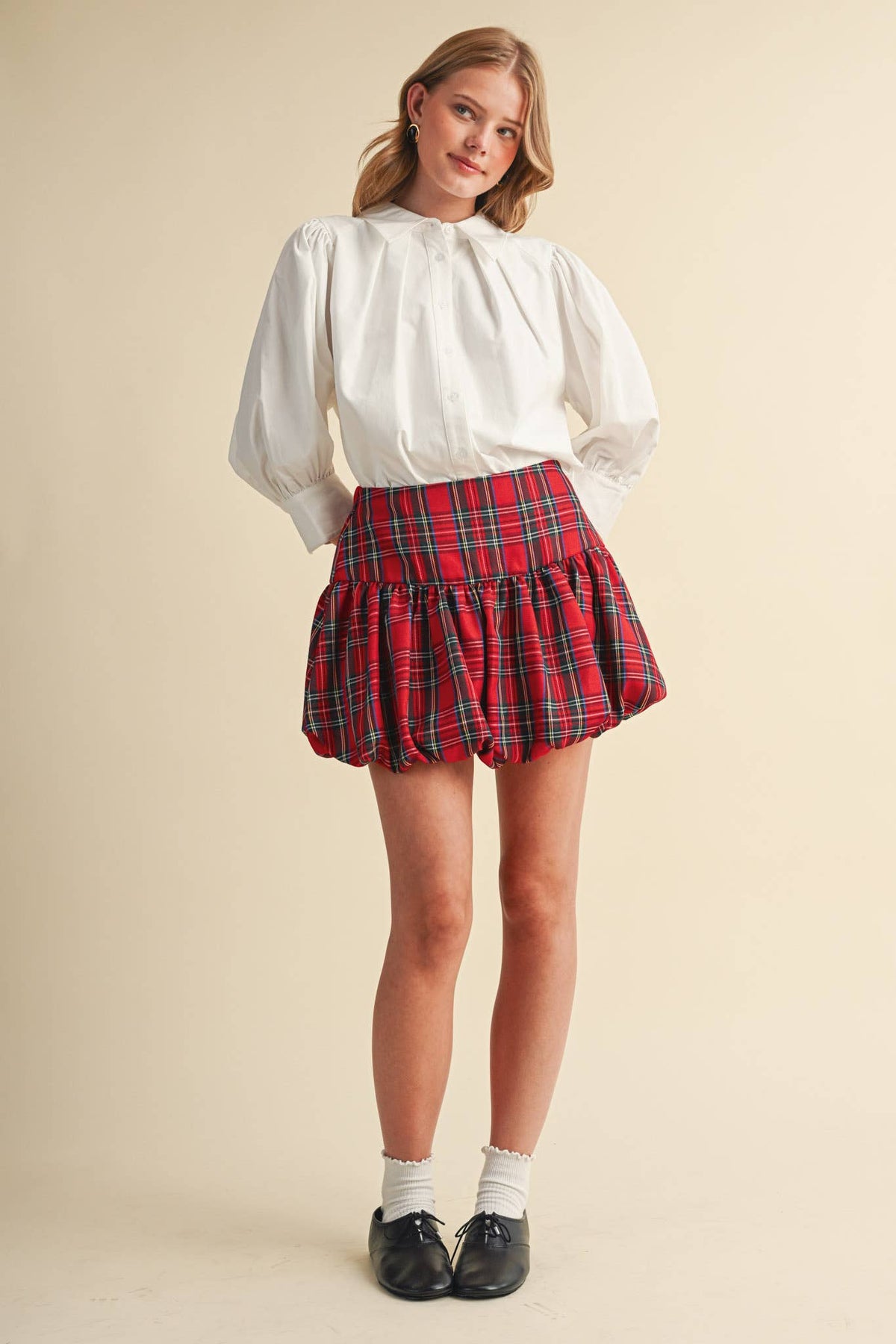 PUFF SLEEVE BUTTON DOWN TOP