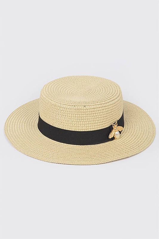 PEARL FLAT TOP STRAW HAT