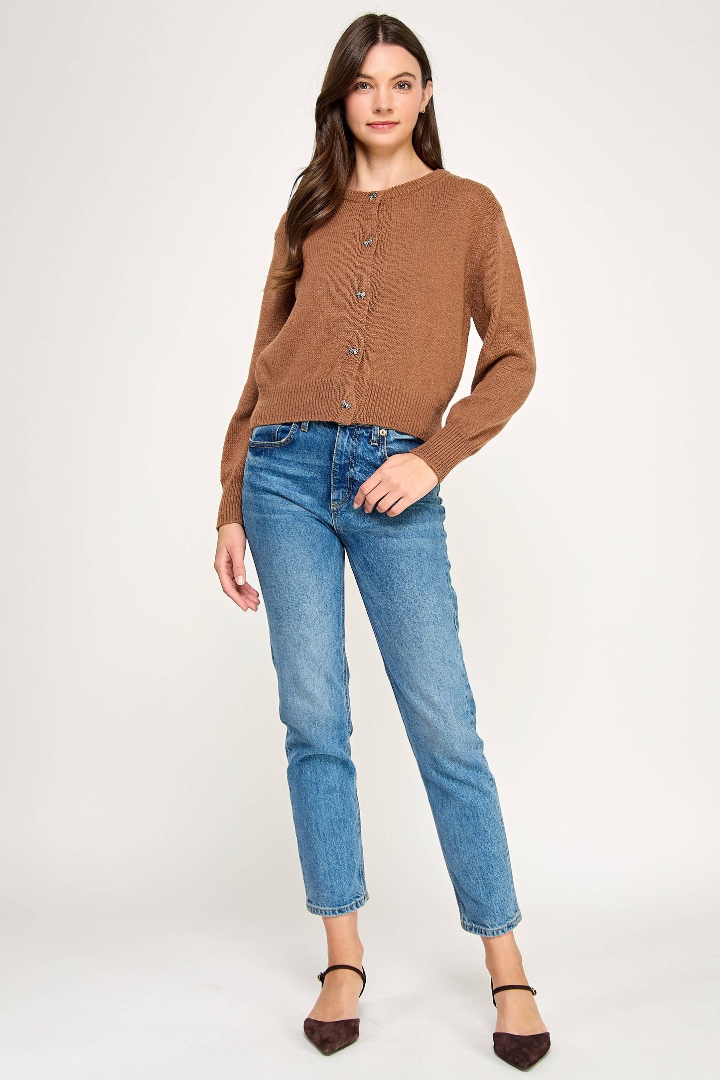 CARDIGAN WITH BOW DETAIL BUTTONS