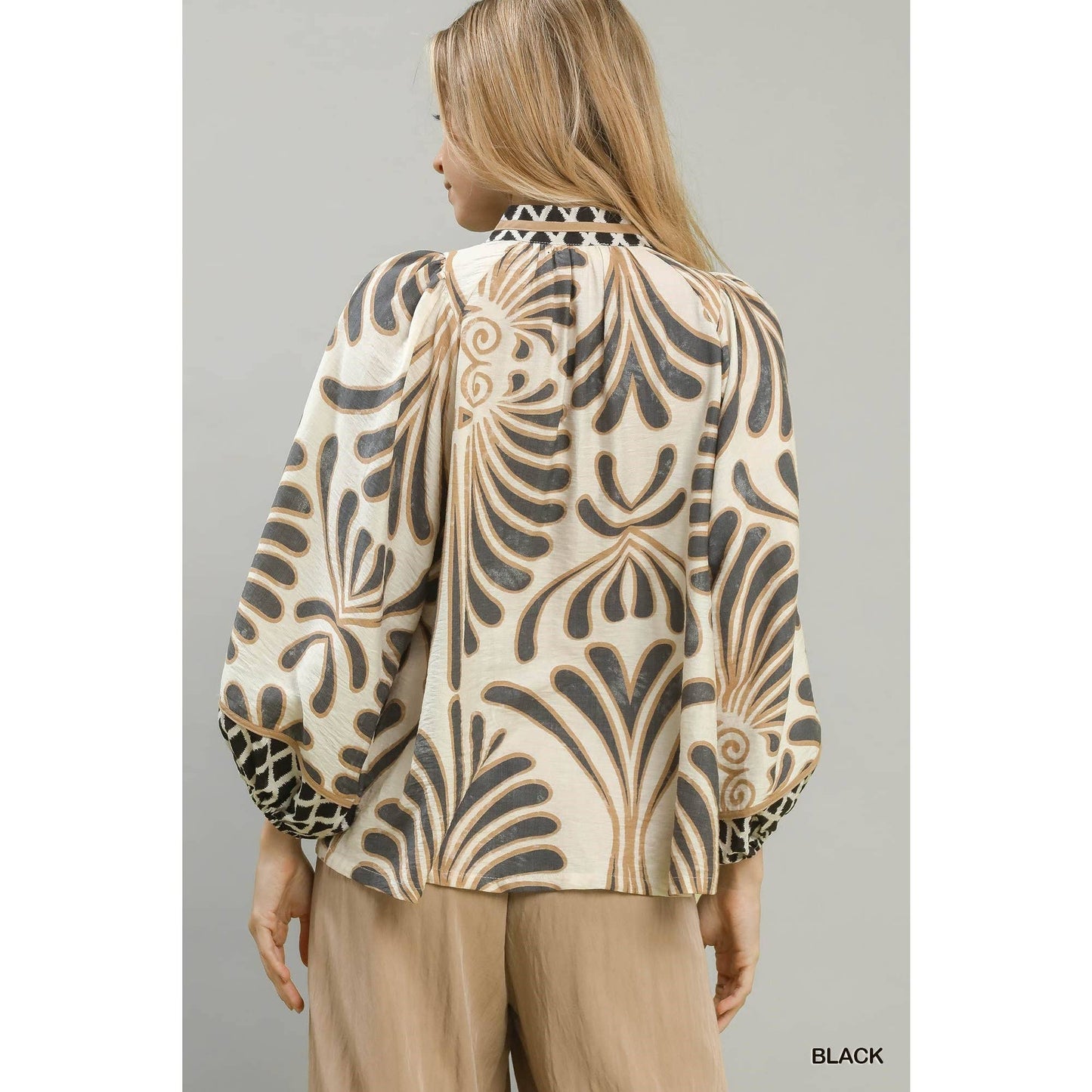 Print Smocked Yoke Top