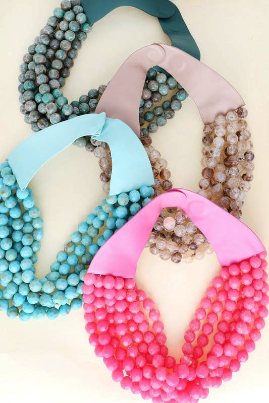 BOHEMIAN LEATHER SNAP BACK BEADED NECKLACE