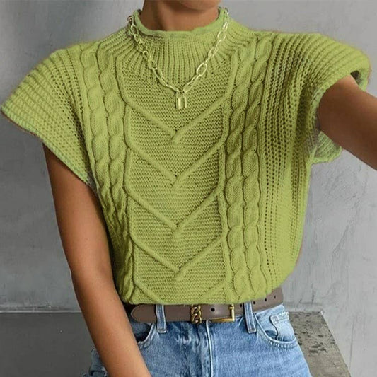 Mock neck short sleeve sweater