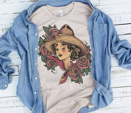 Vintage Cowgirl Tattoo tee