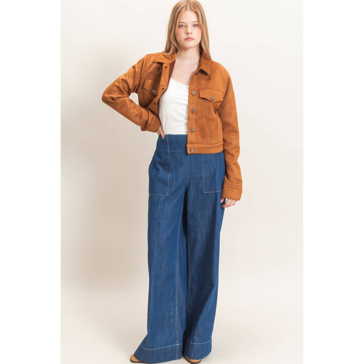 Button-Up Suede Jacket
