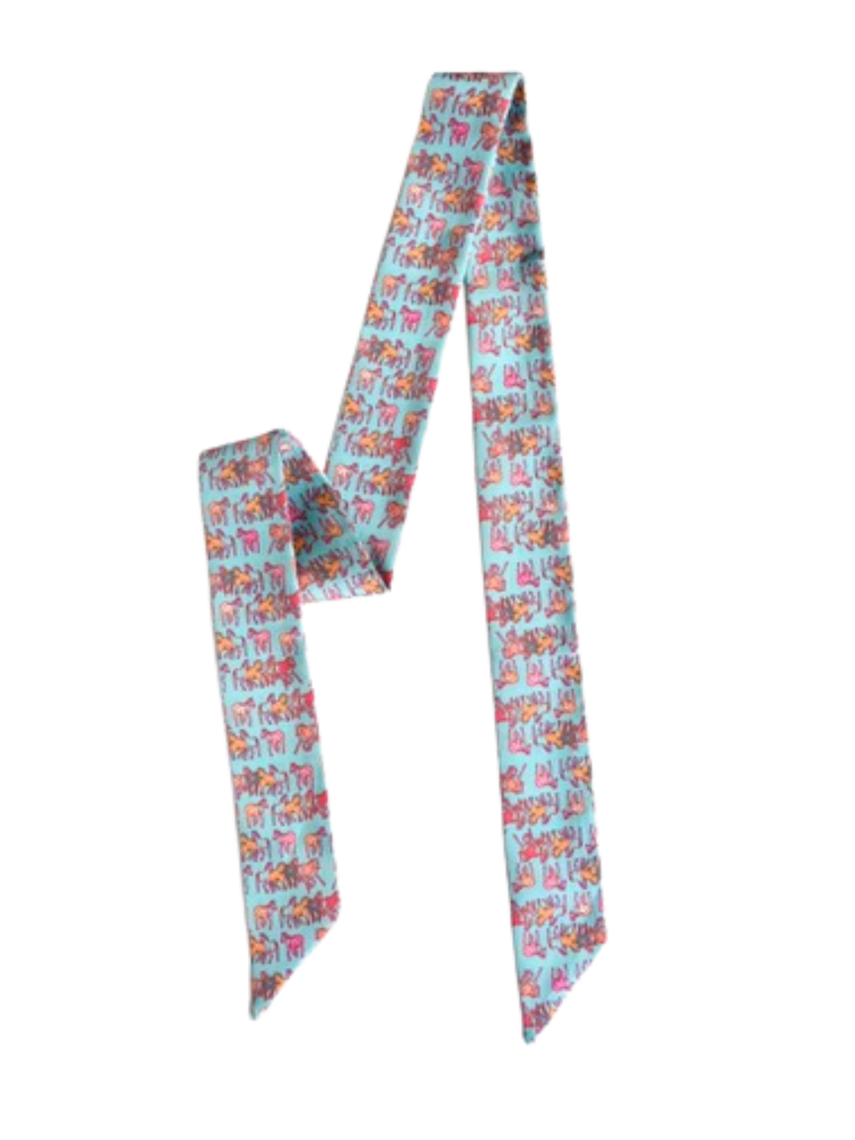 Mustang Meadows Twilly Scarf in Turquoise: Western Horse Satin Chiffon Scarf