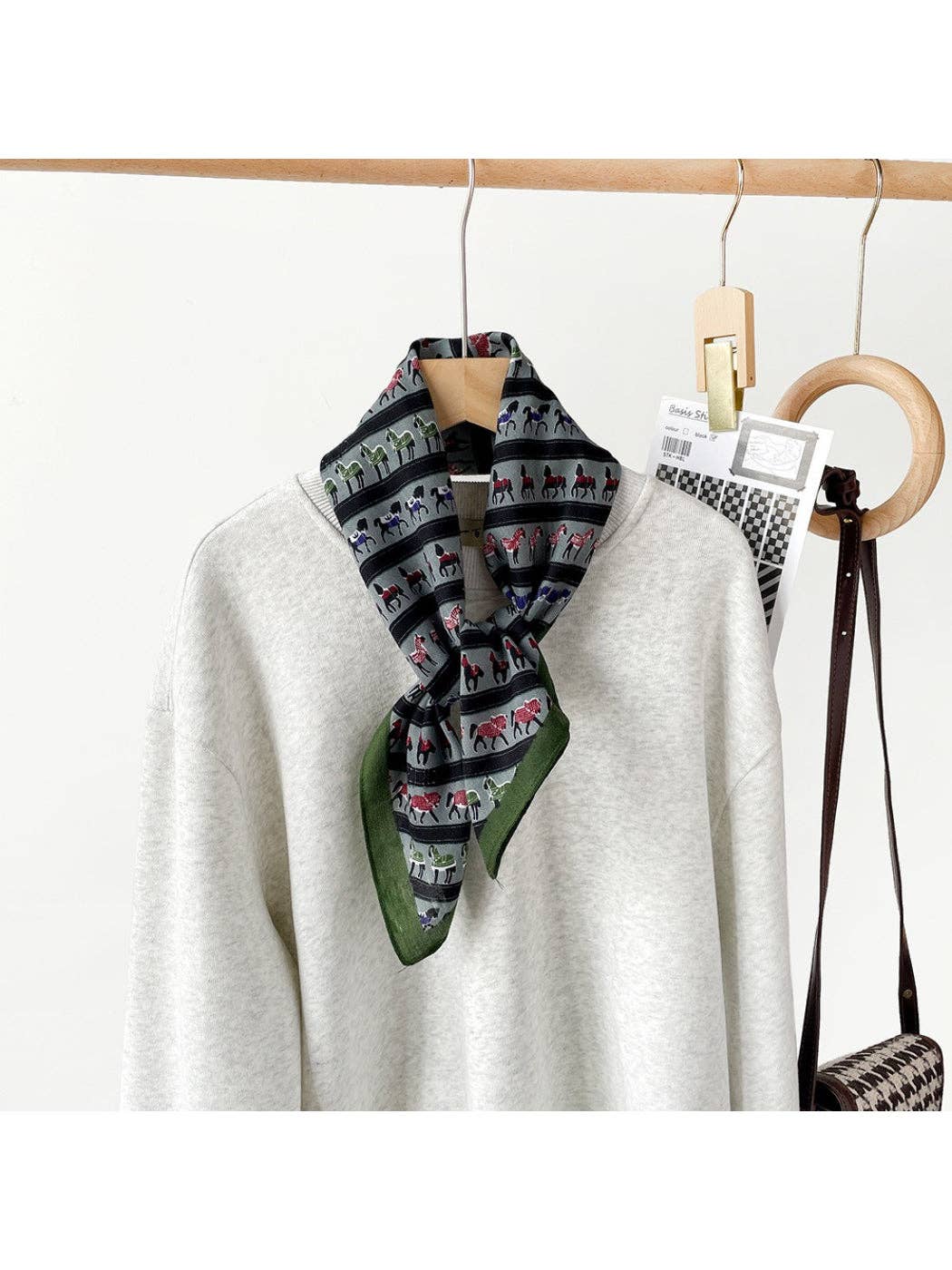 Stripe Animal Print Square Scarf