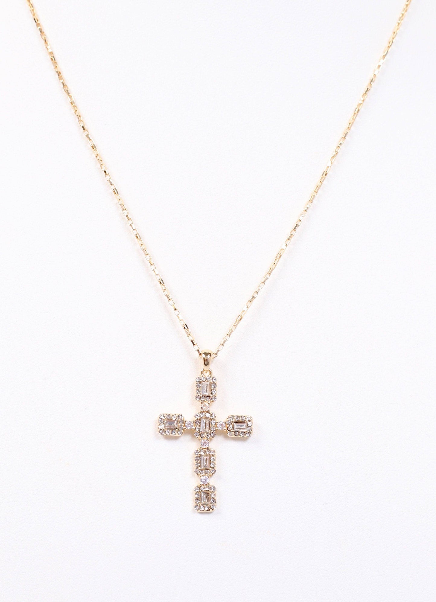 CZ Cross Necklace GOLD