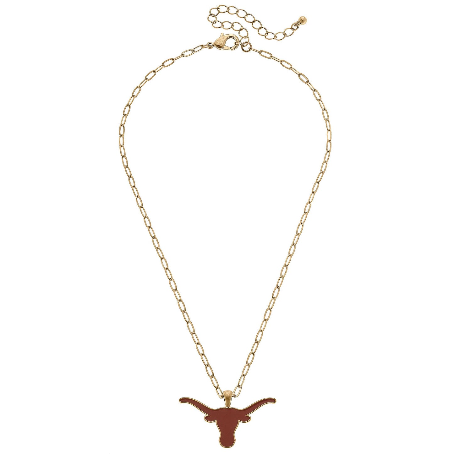 Texas Longhorns Enamel Pendant Necklace in Shiny Gold
