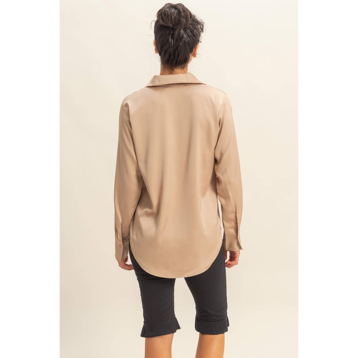 Button-Up Satin Shirt