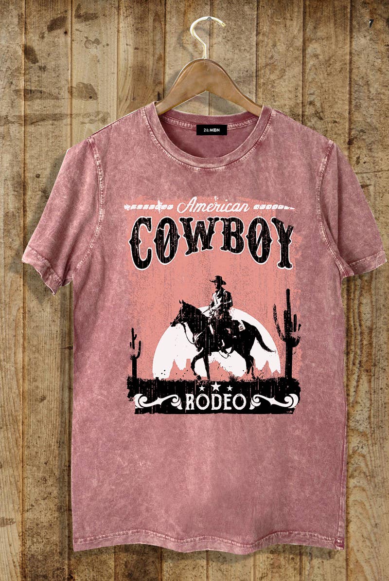 Mineral washed American Cowboy Graphic Tee