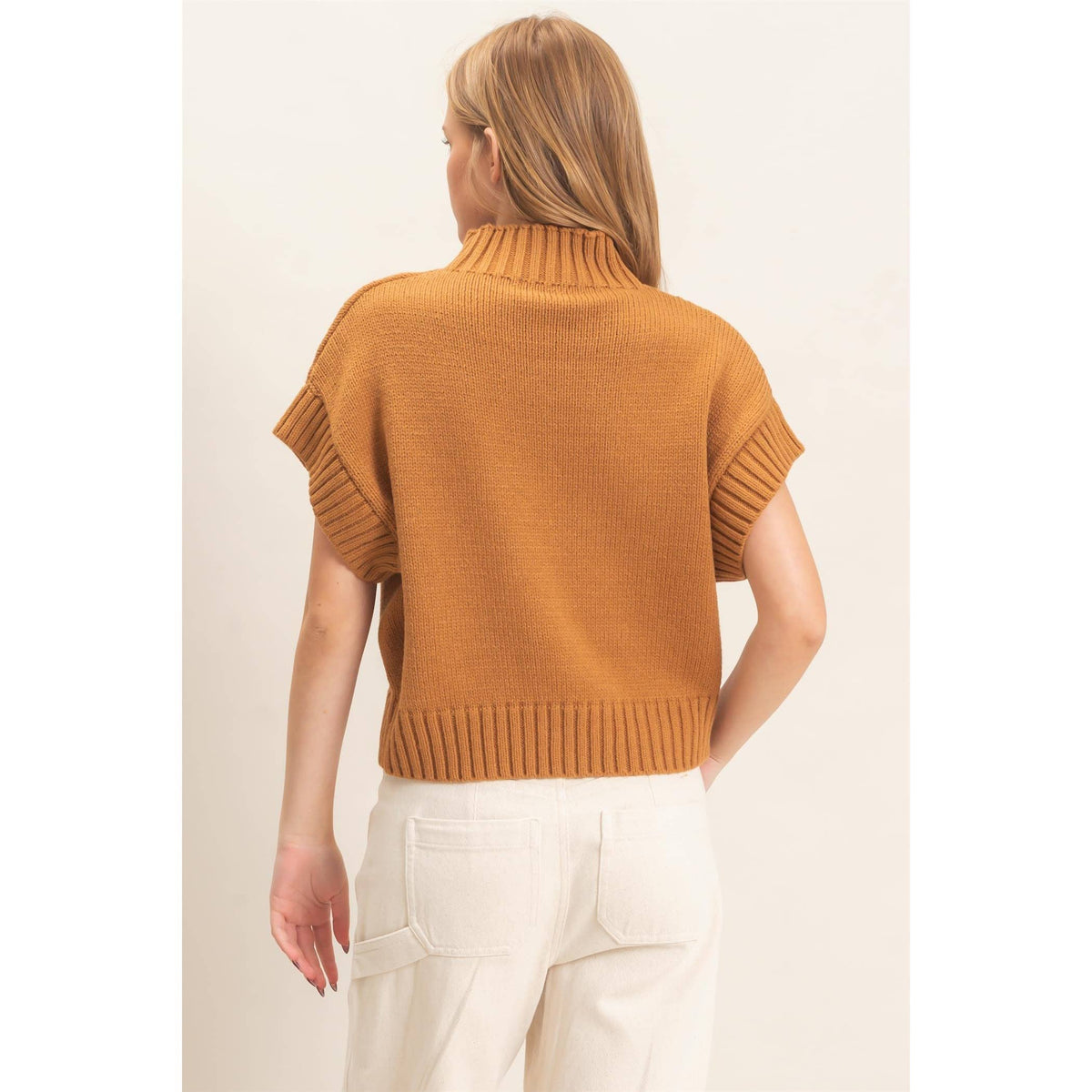 Ribbed Mock Neck Sweater Vest
