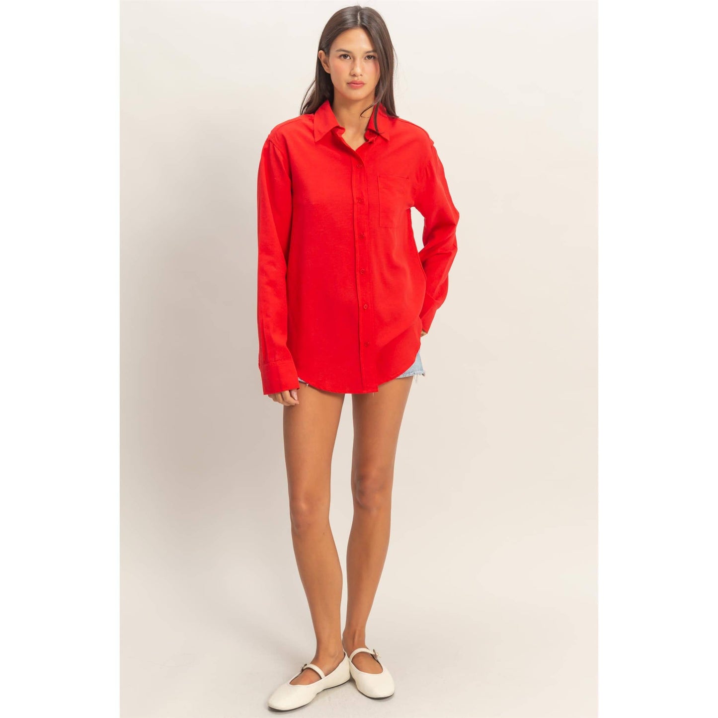 Linen Blend Button-Up Shirt
