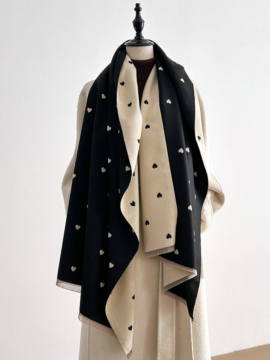 Reversible Heart Print Scarf & Wrap