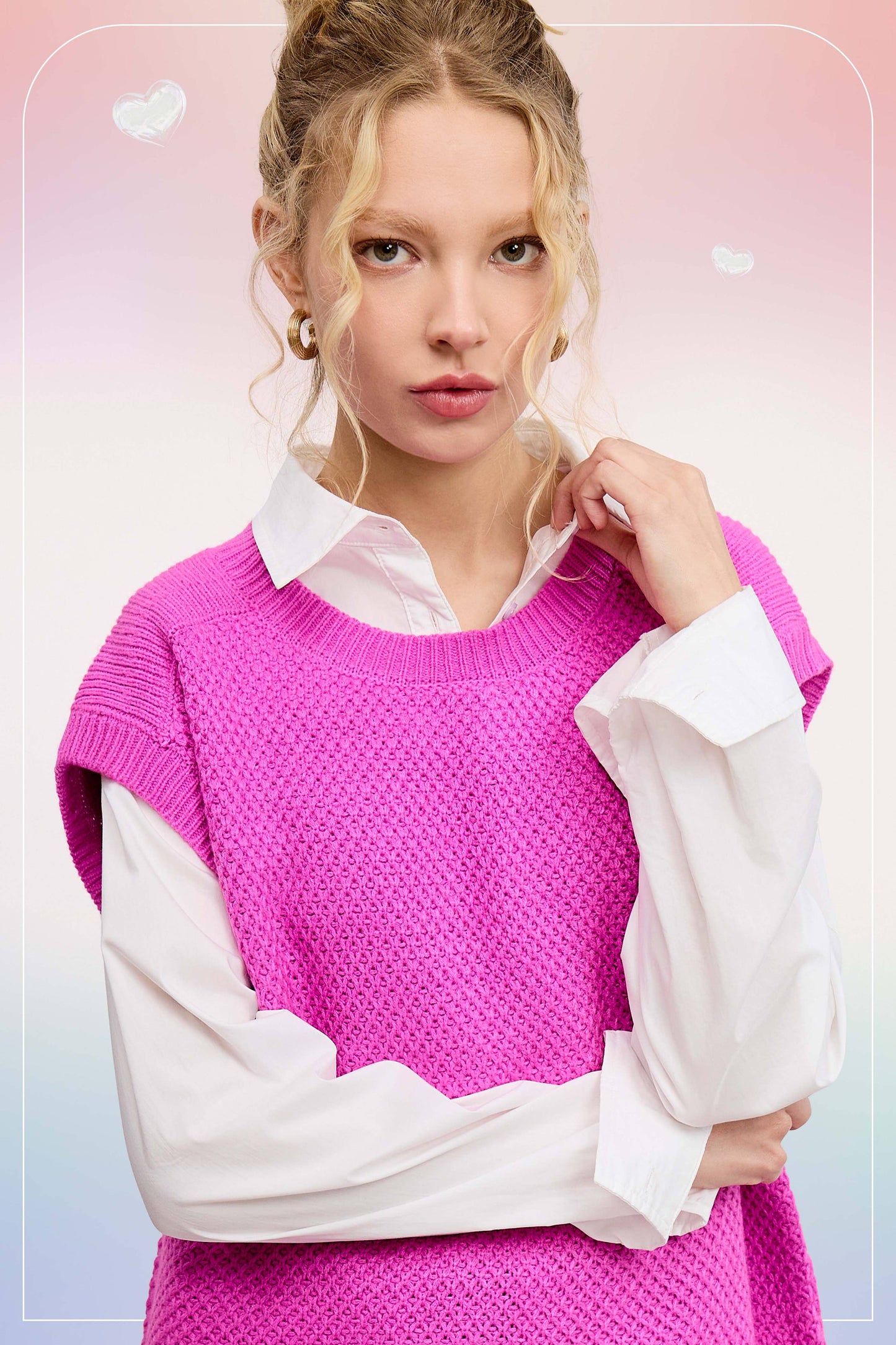 Loose Fit Round Neck Sweater Vest Top