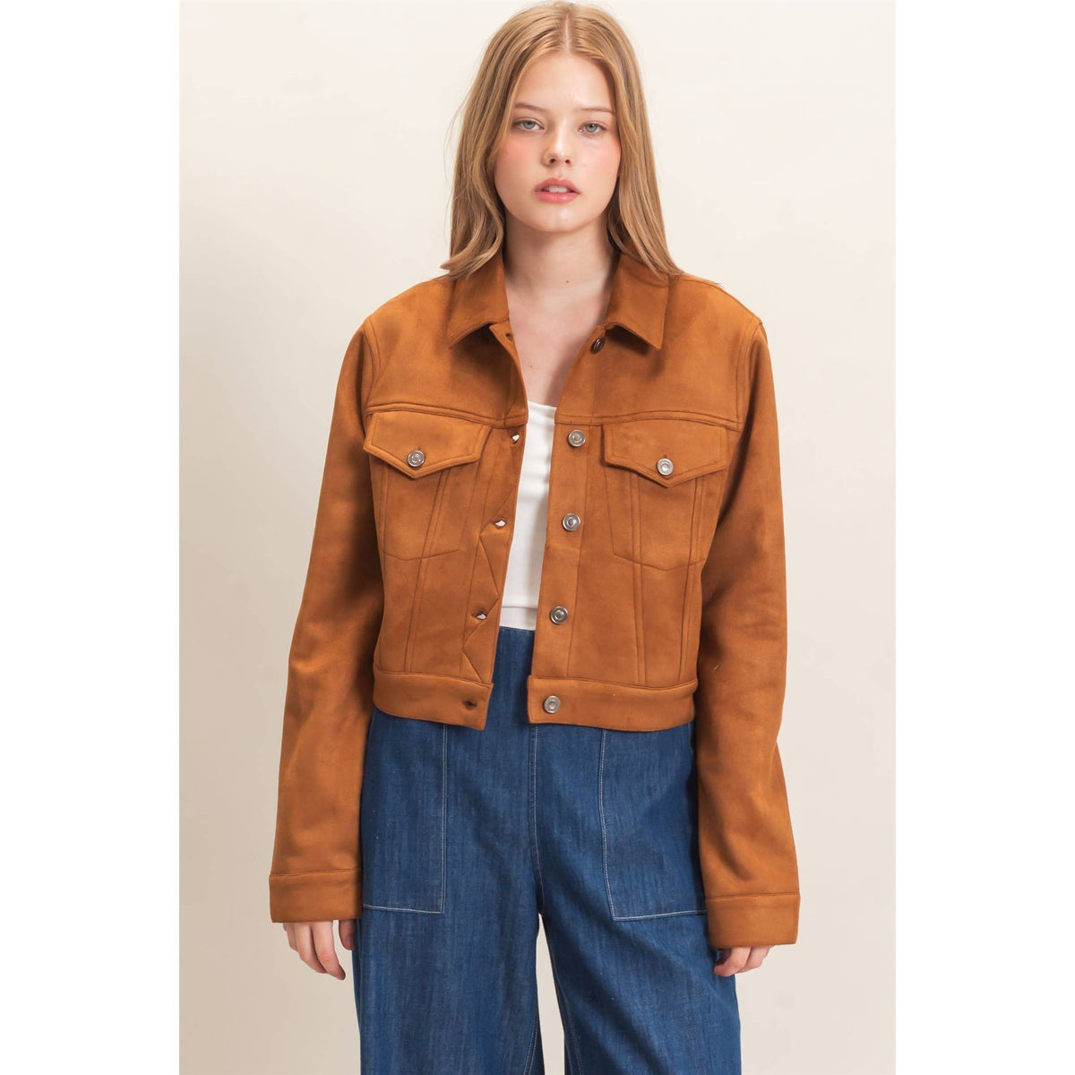 Button-Up Suede Jacket