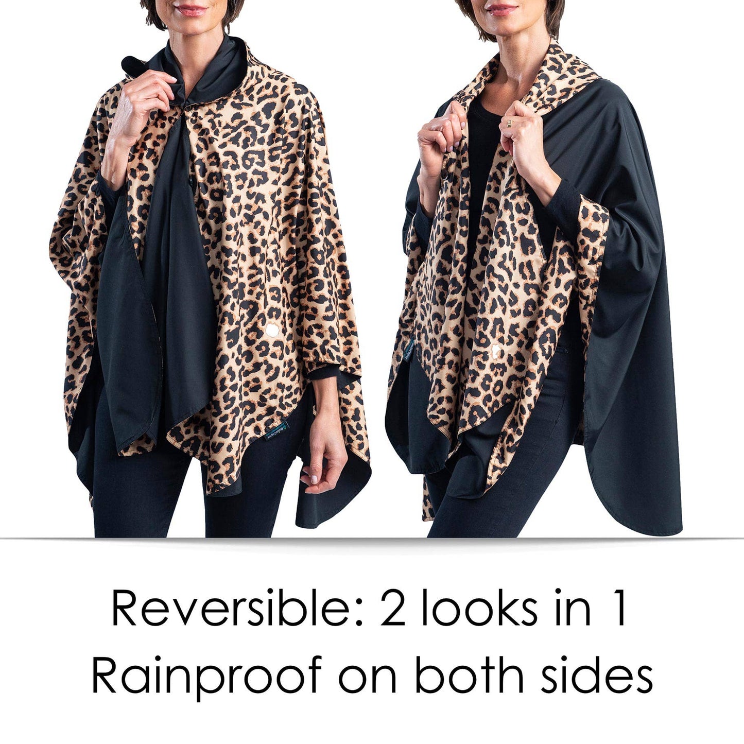 Black and Leopard Rain & Travel Cape