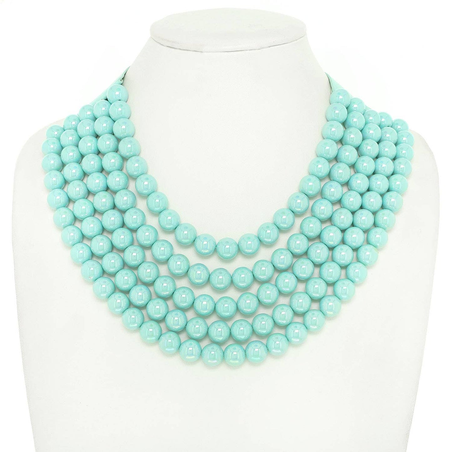 BLING METALLIC COLOR BEADED NECKLACE FAUX LEATHER MAGNETIC