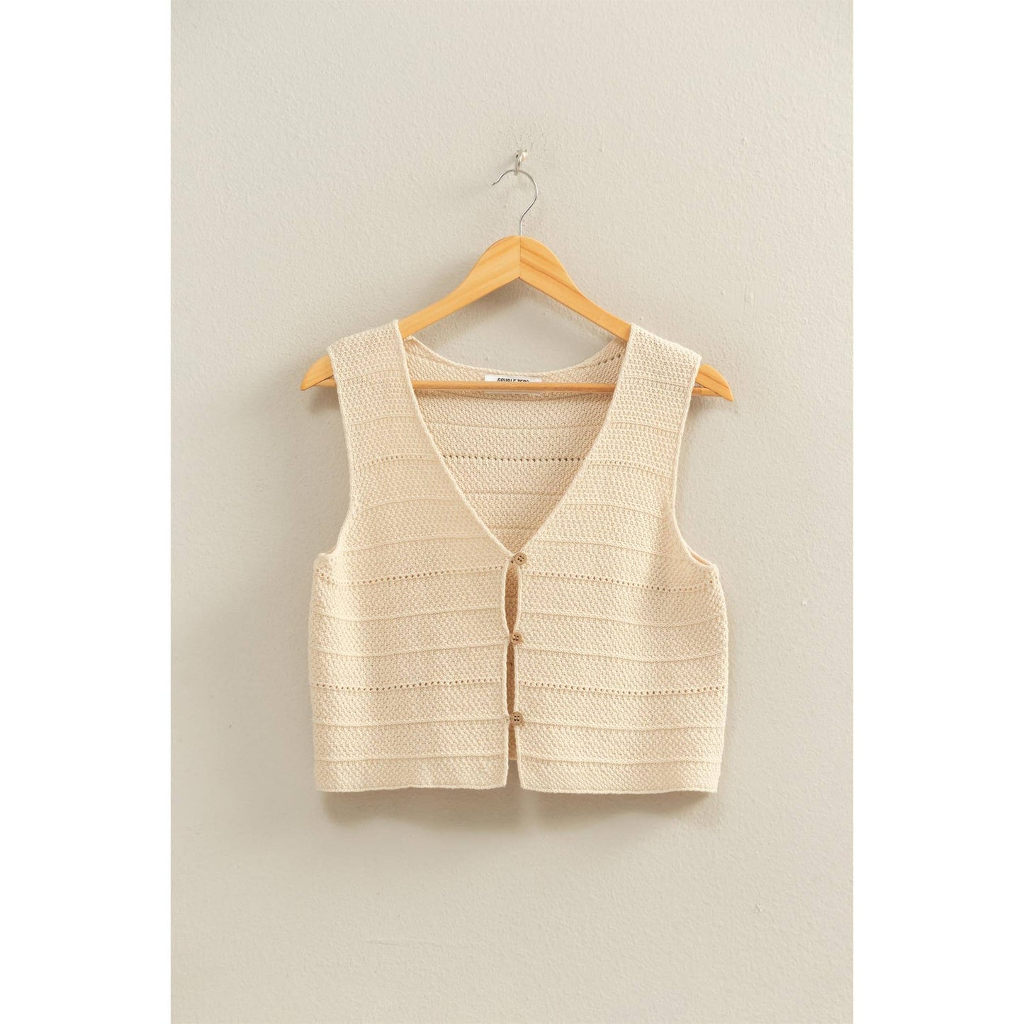 V-Neck Textured Sleeveless Knit Vest