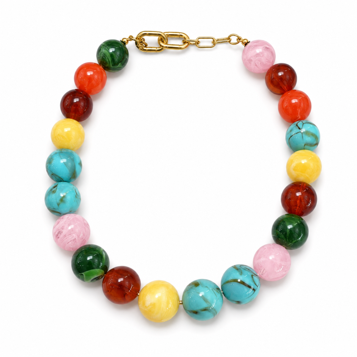 Beaded Color Gumball Statement Necklace